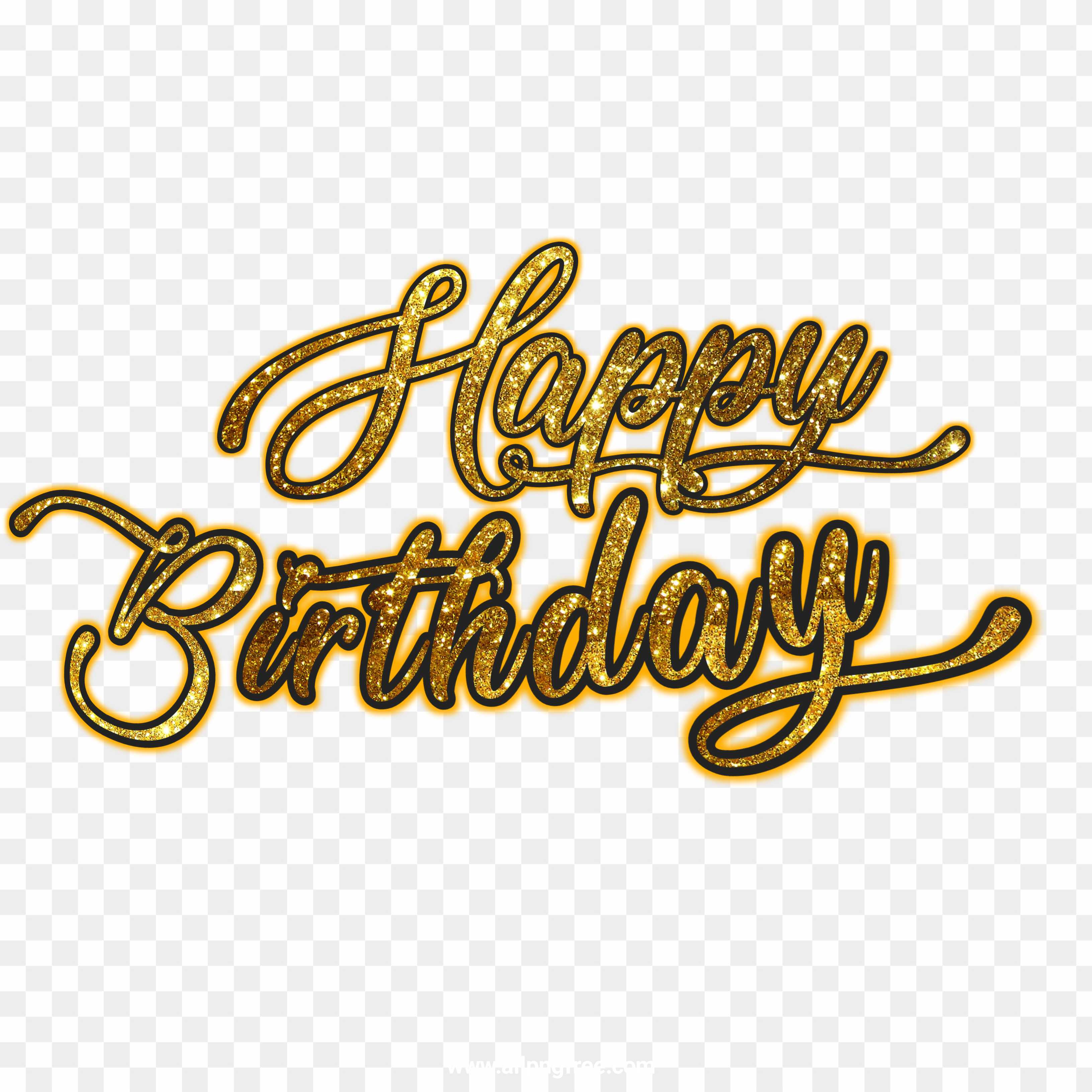 Happy Birthday Golden text PNG images