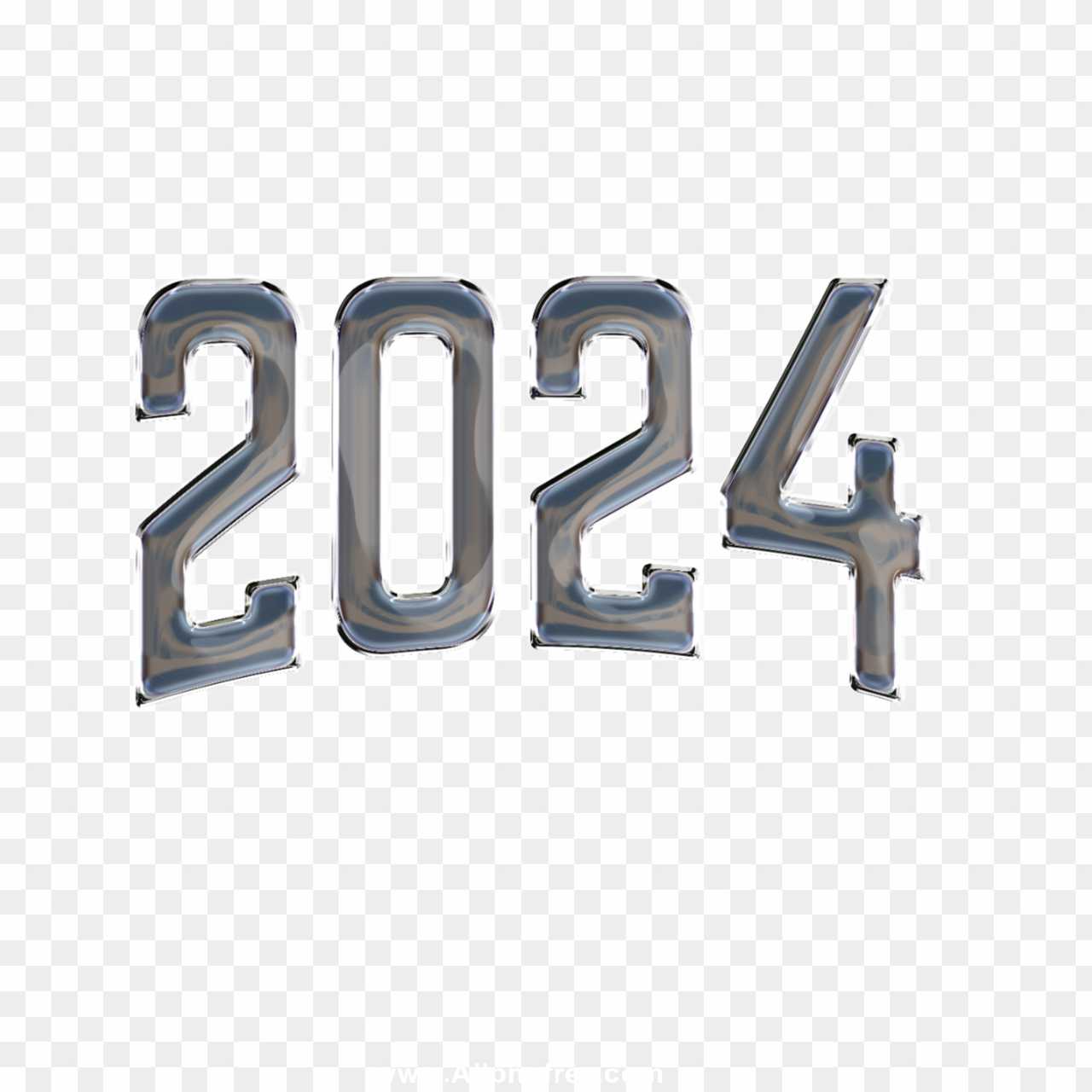 2024 text silver png transparent images download