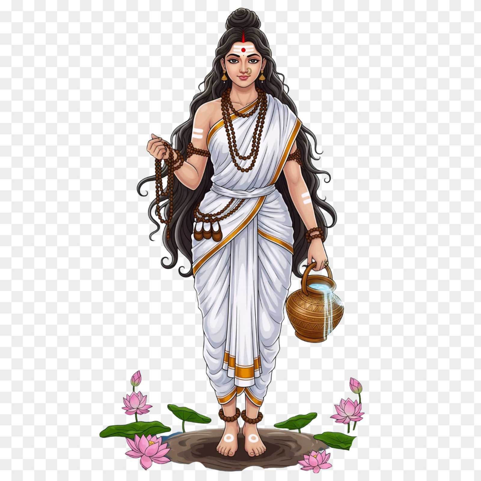 Goddess Brahmacharini PNG Image | Divine Hindu Yogini Art