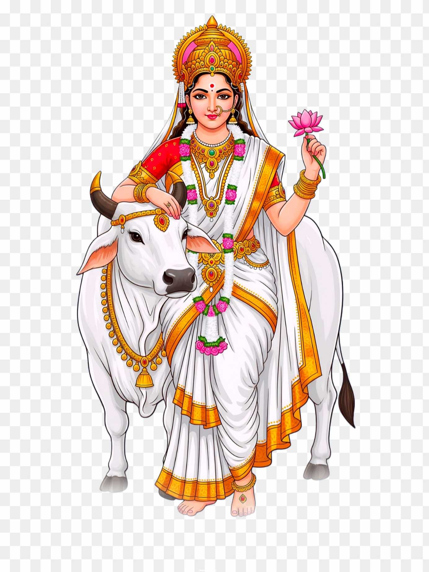 Goddess Shailaputri PNG | High-Resolution Hindu Deity Image