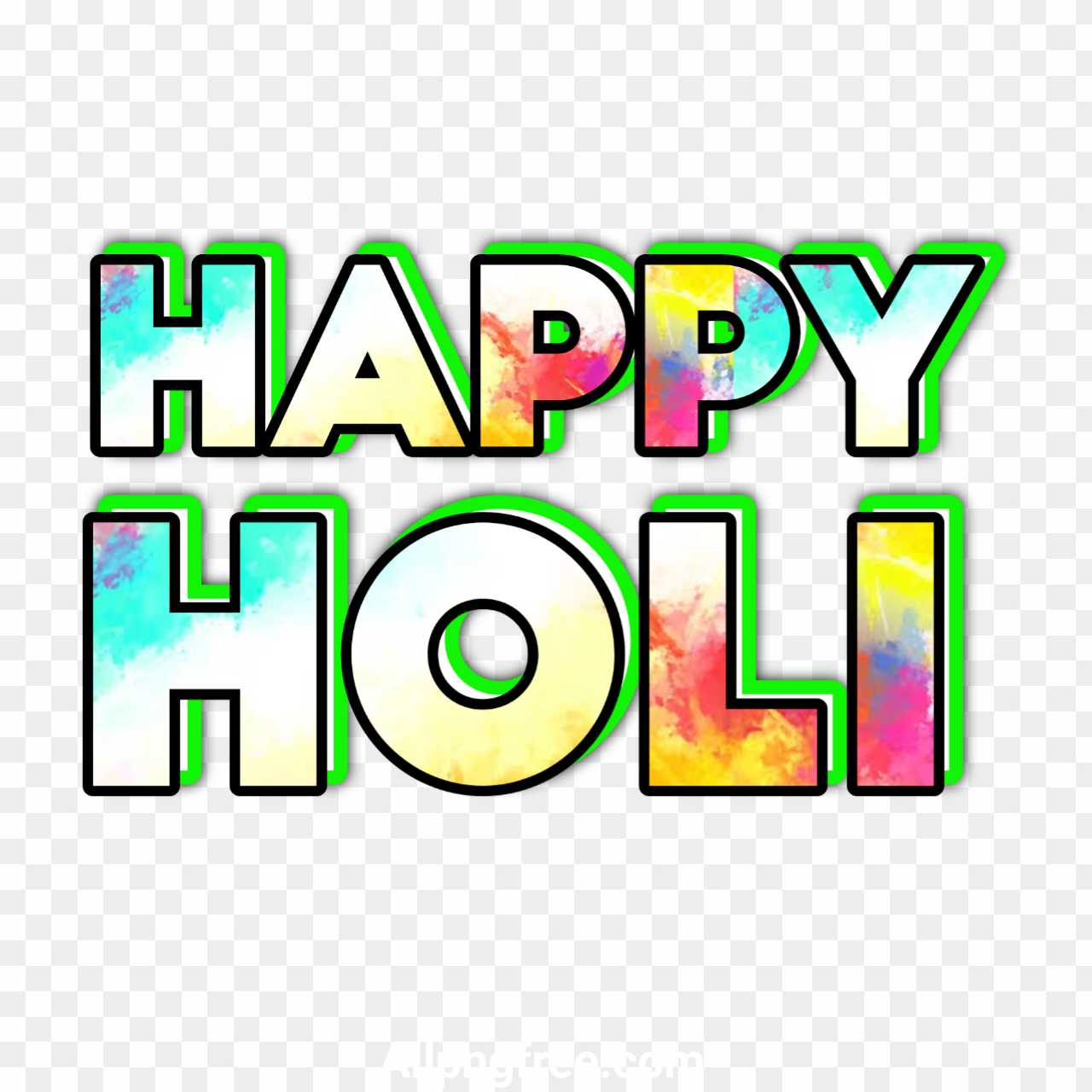 Happy Holi text PNG transparent image 