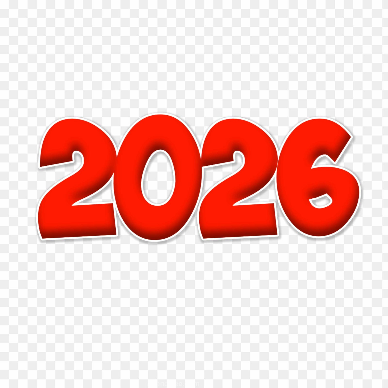 Happy New Year 2026 Red Text PNG | Free Download