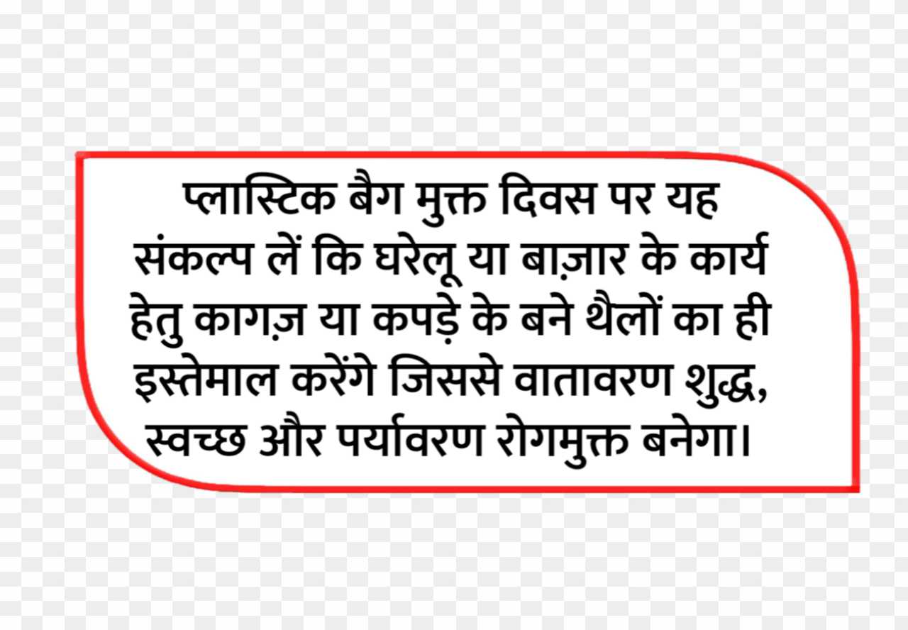 Plastic bag mukt Divas salogan in hindi text PNG 