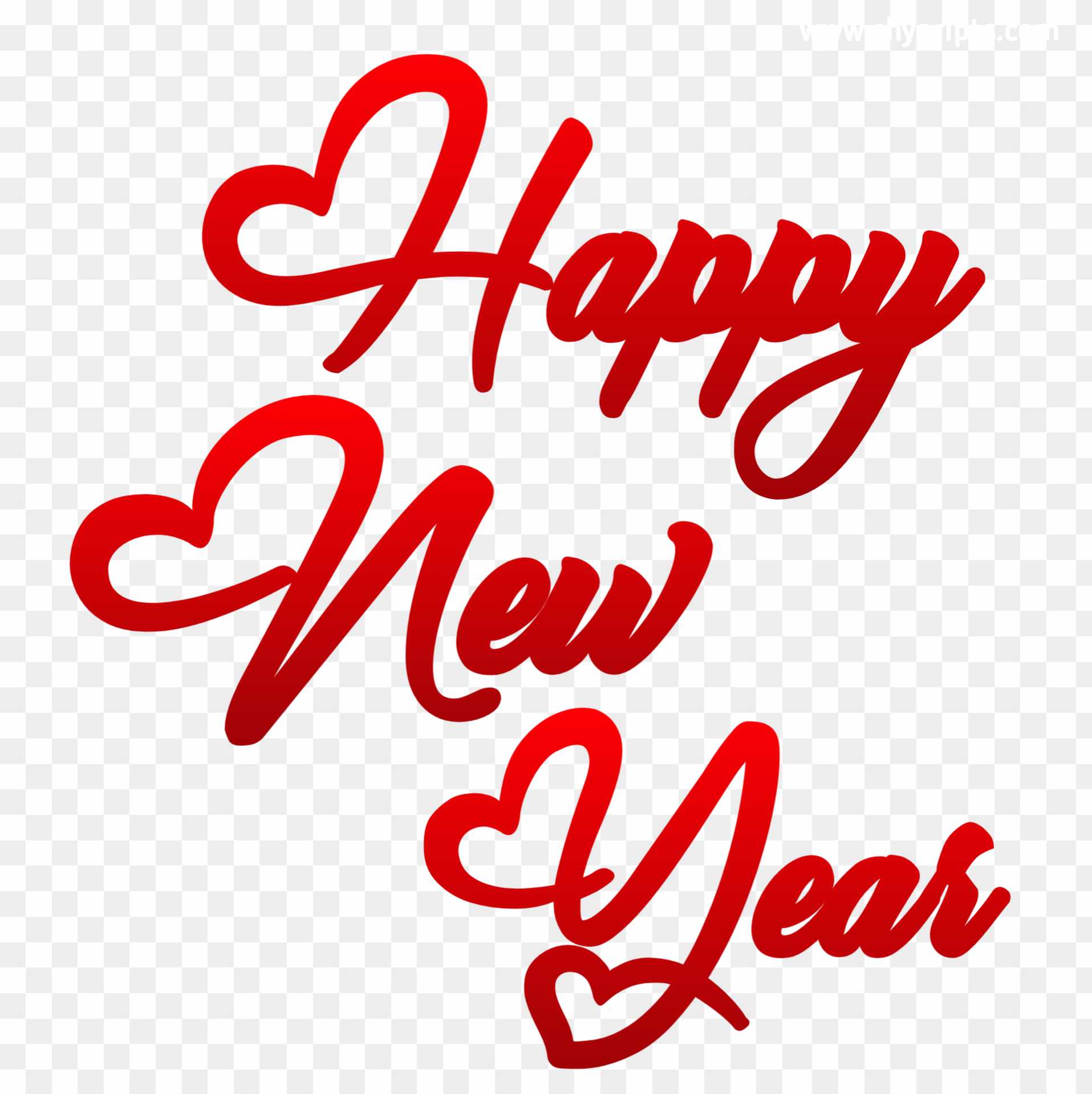 Stylish red Happy New year PNG images in English 