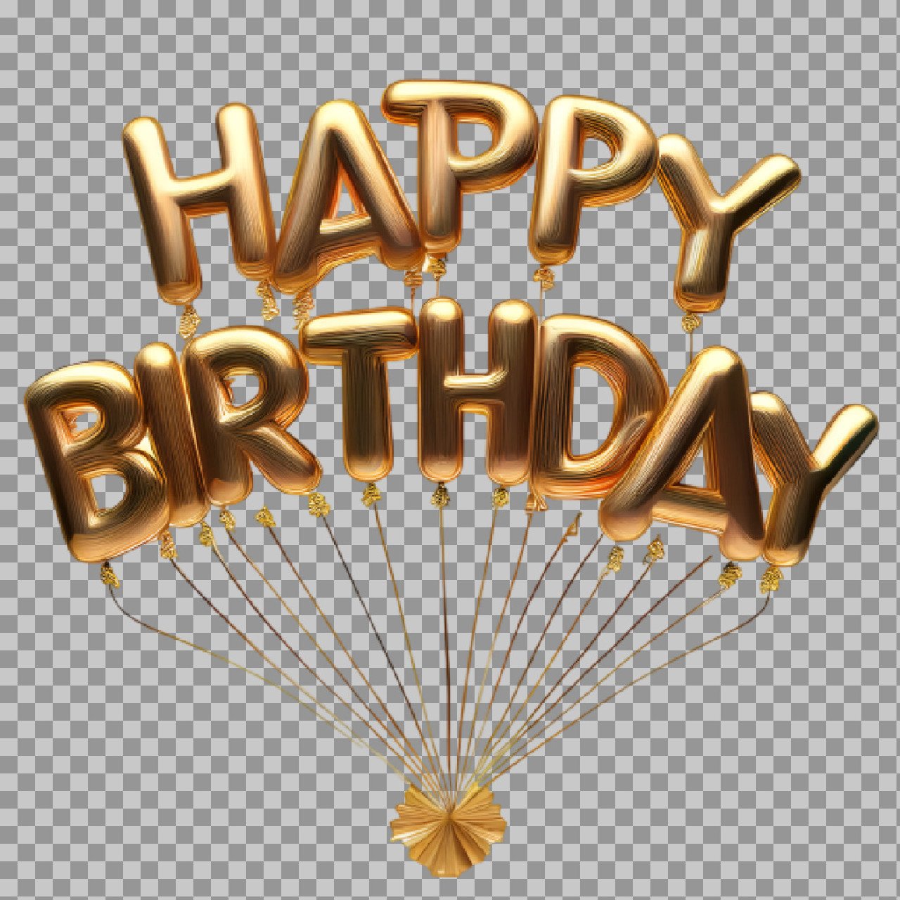 Gold Happy Birthday Balloon Letters PNG | Party Decoration