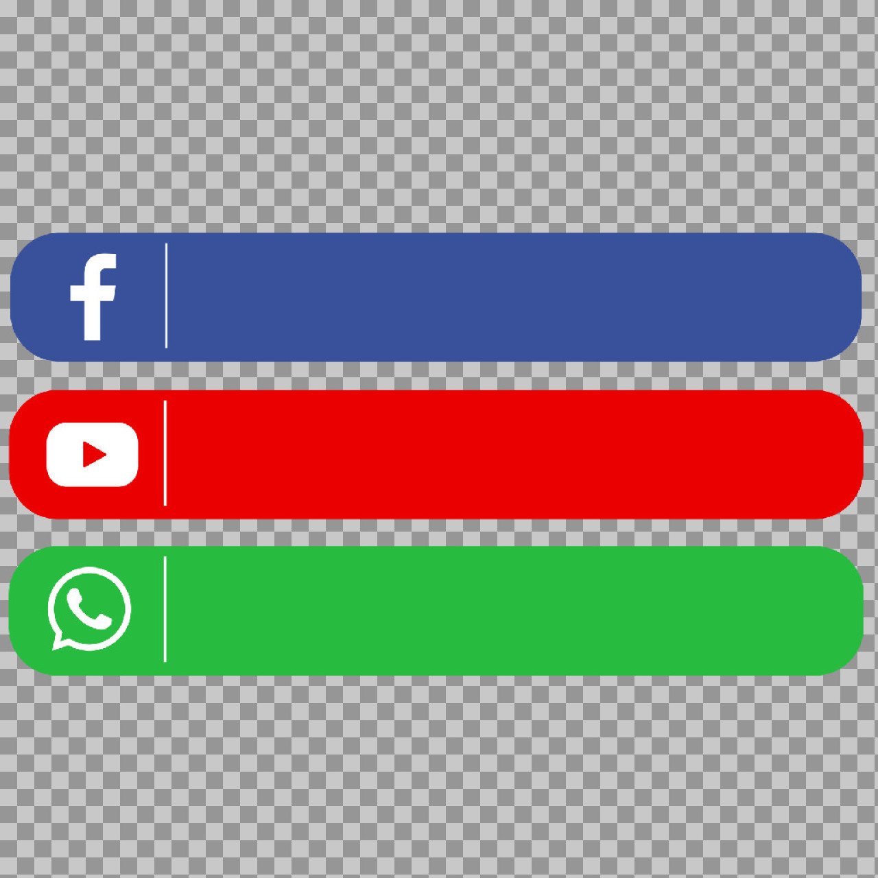 Social Media Buttons PNG | Facebook, YouTube & WhatsApp Banner Set