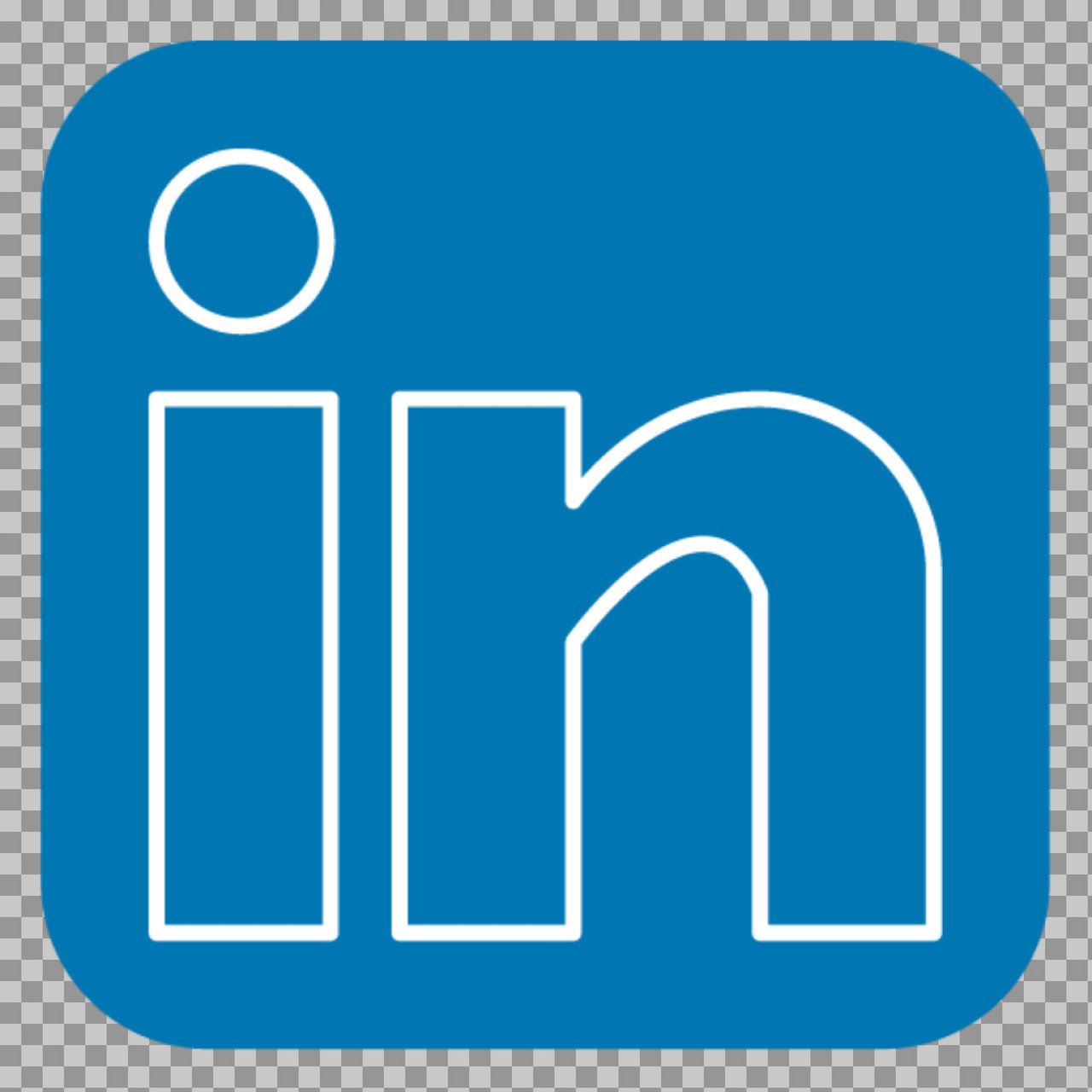LinkedIn Outline Logo PNG – White “in” Icon on Blue Background