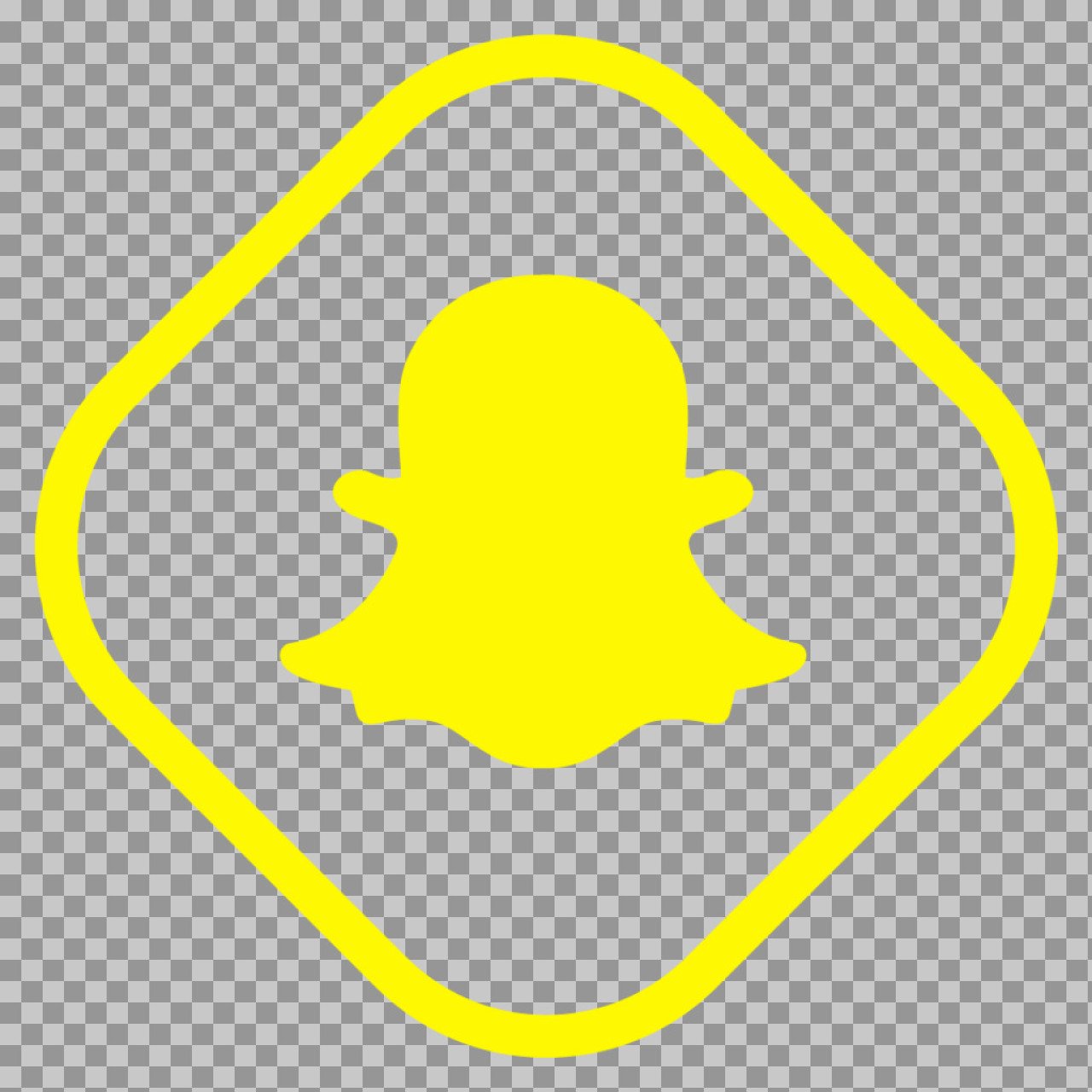 Snapchat Outline Logo PNG – Yellow Ghost in Diamond Icon on Black