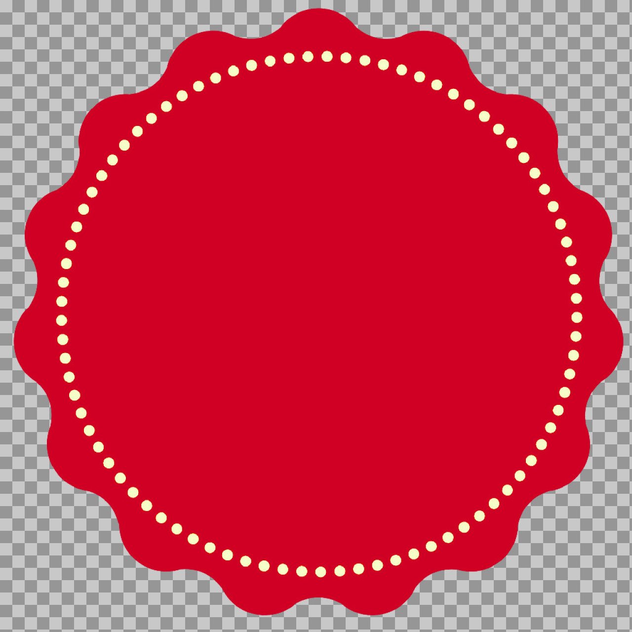 Red Scalloped Badge Frame PNG | Decorative Label