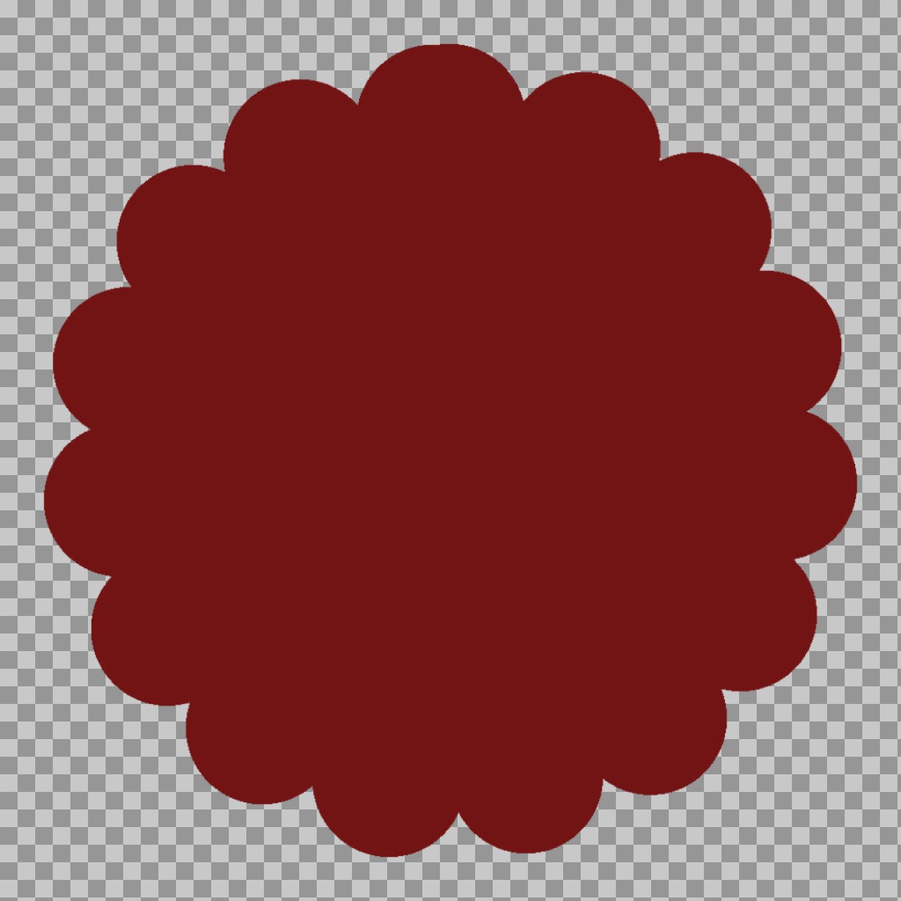 Dark Red Scalloped Badge PNG | Decorative Label Shape