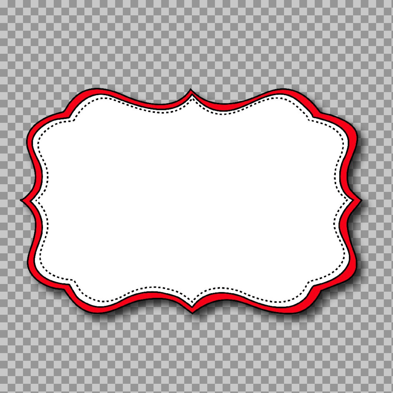 Red Ornamental Label Frame PNG | Decorative Border Template