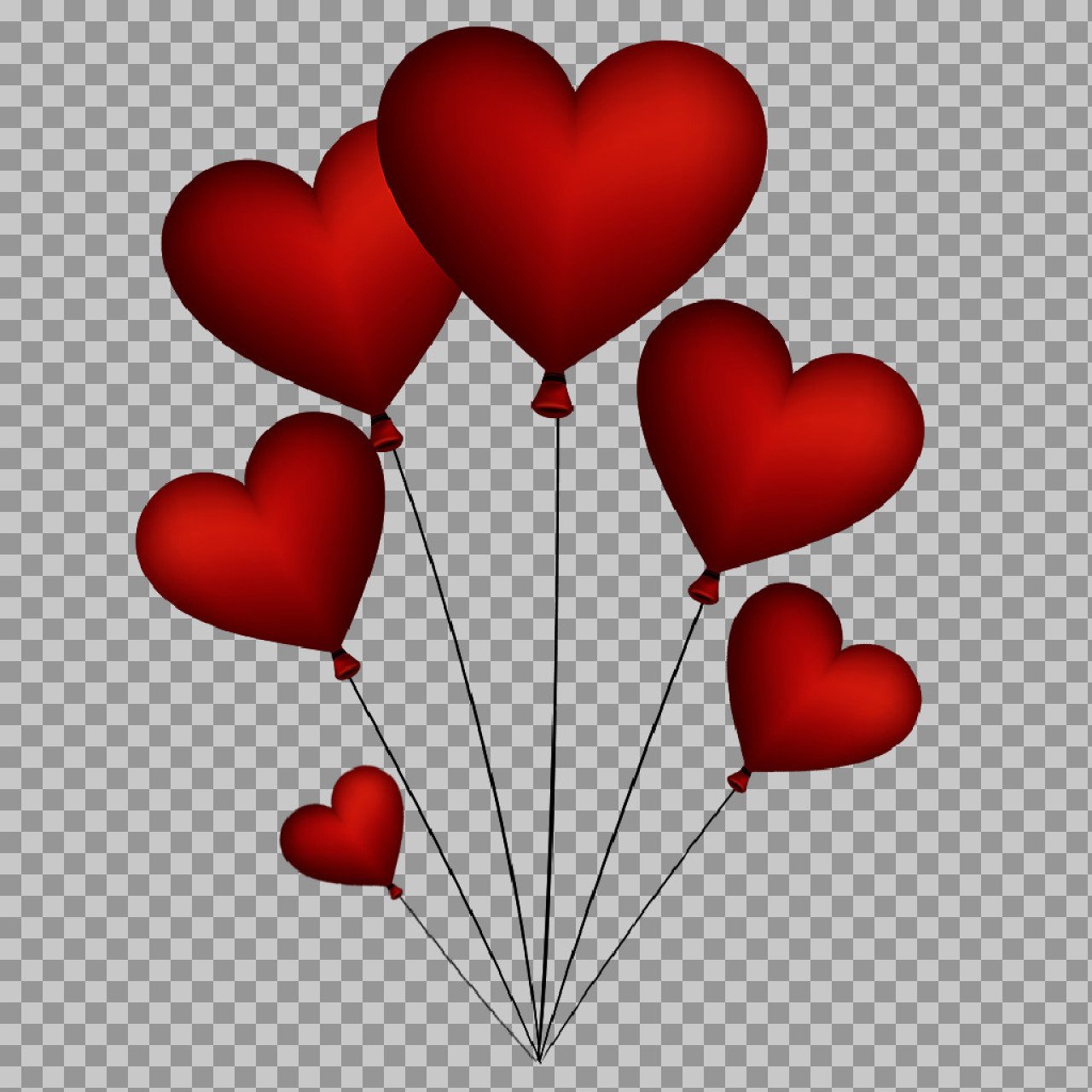 Red Heart Balloons | Valentine’s Day Love PNG