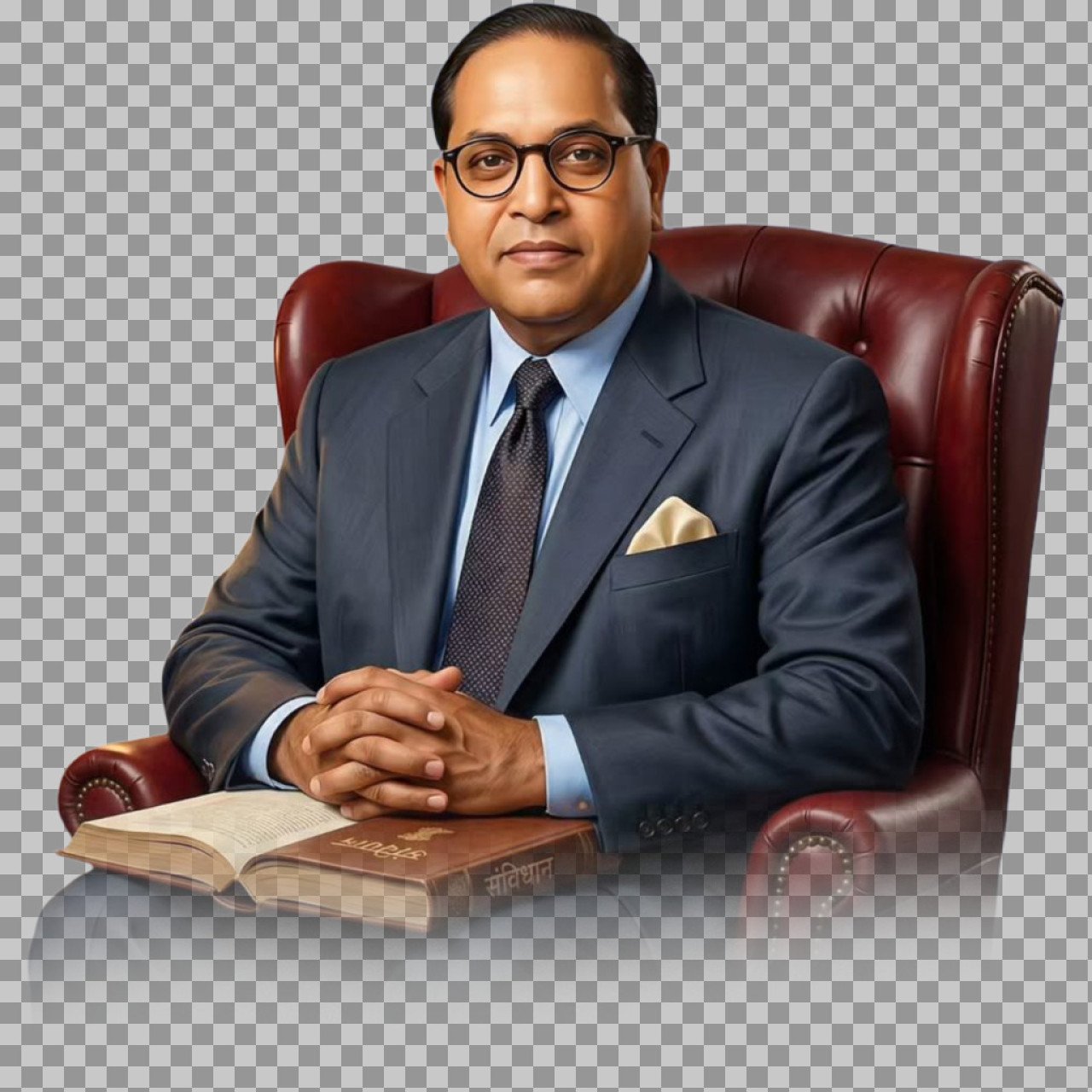 Dr. B. R. Ambedkar PNG HD | Seated Portrait with Constitution