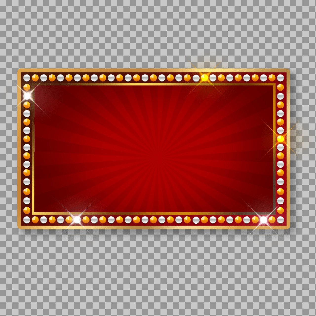Retro Marquee Light Frame PNG | Red Vintage Blank Signboard