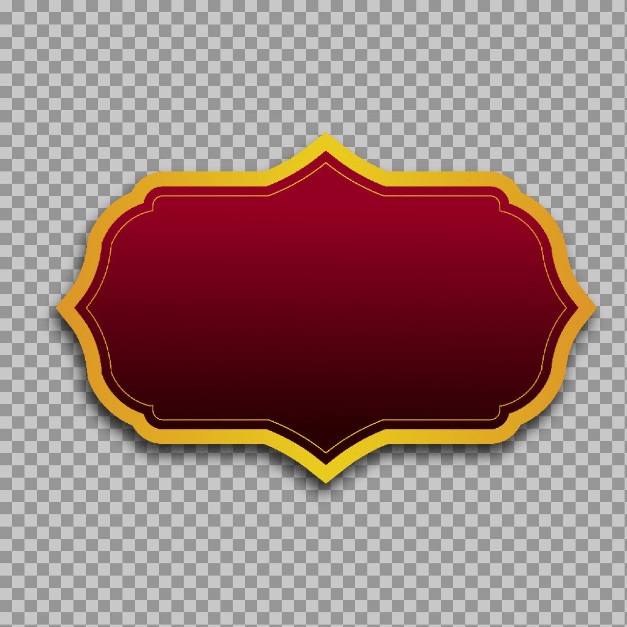 Red Vintage Label Frame PNG with Gold Border | Elegant Badge Template