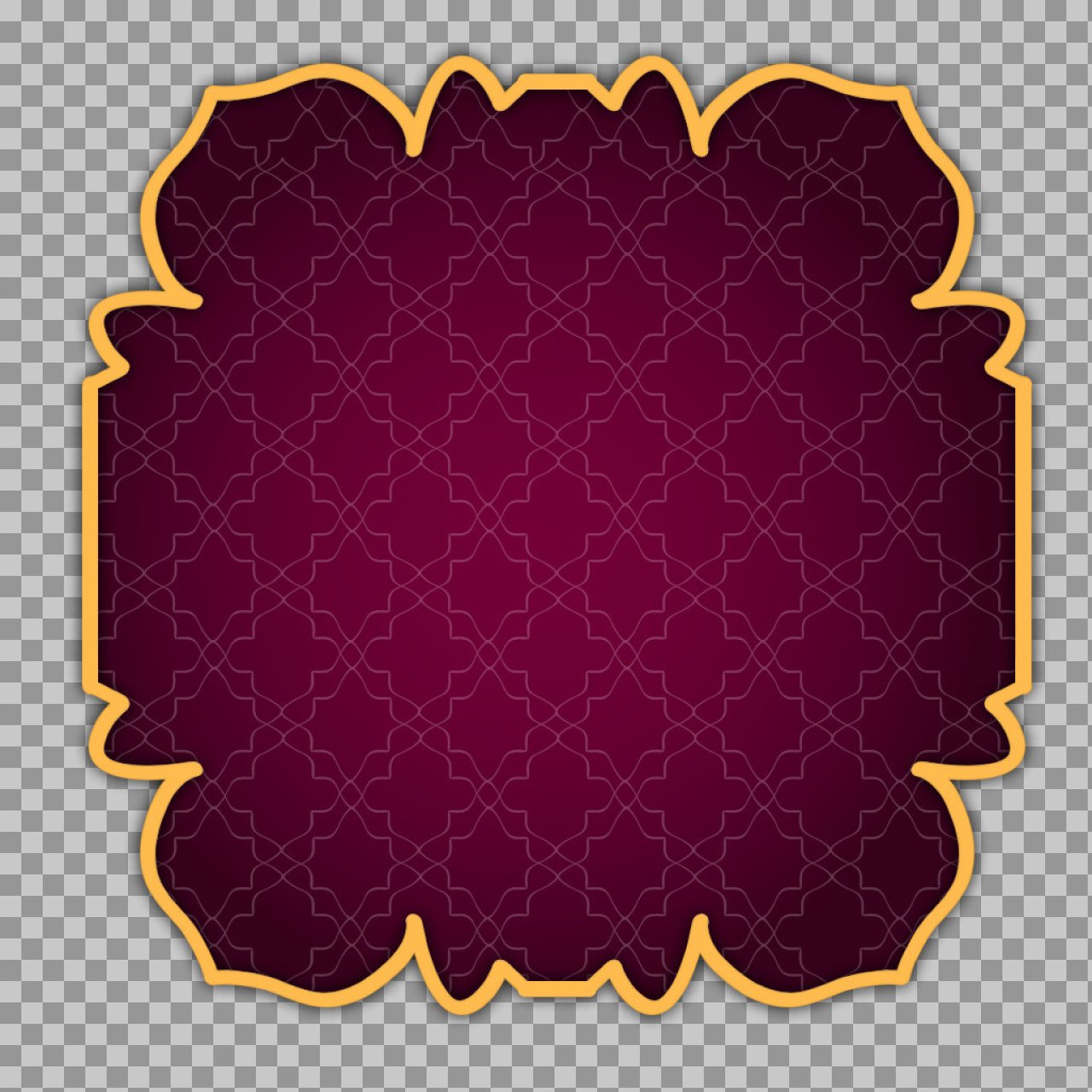 Purple Moroccan Pattern Frame PNG with Gold Border | Ornamental Template
