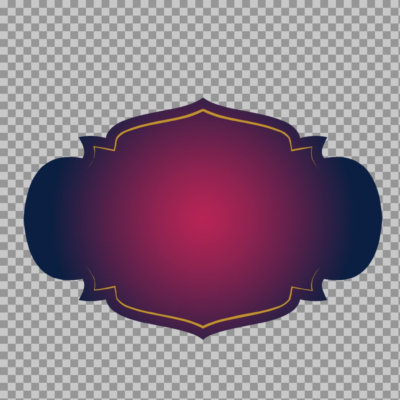 Ornate Purple Label Frame PNG with Gold Outline | Decorative Badge Template