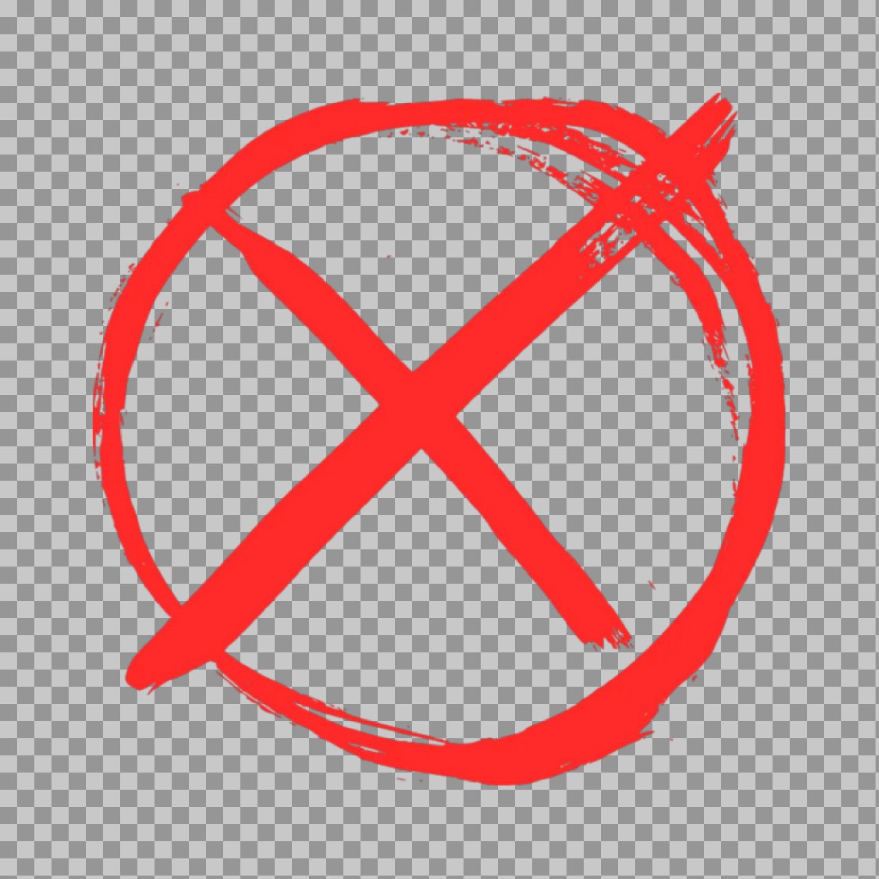 Red X Prohibition Sign PNG | Brush Stroke Circle Cancel Icon