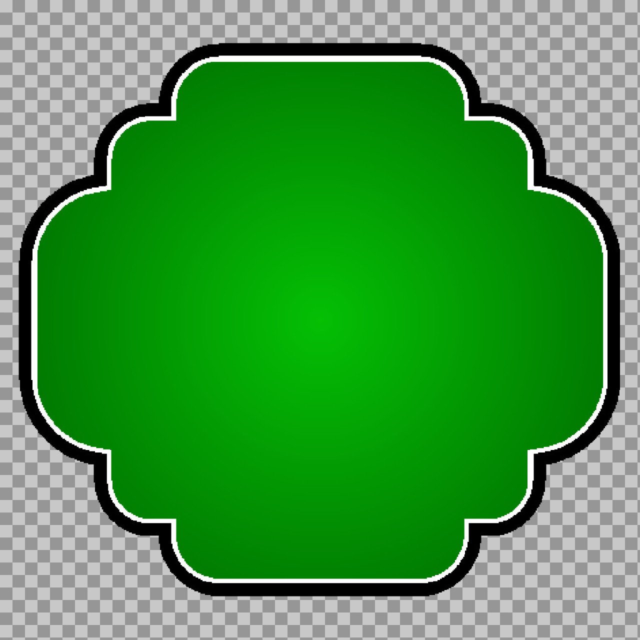 Green Rounded Badge Banner Shape PNG with White Outline