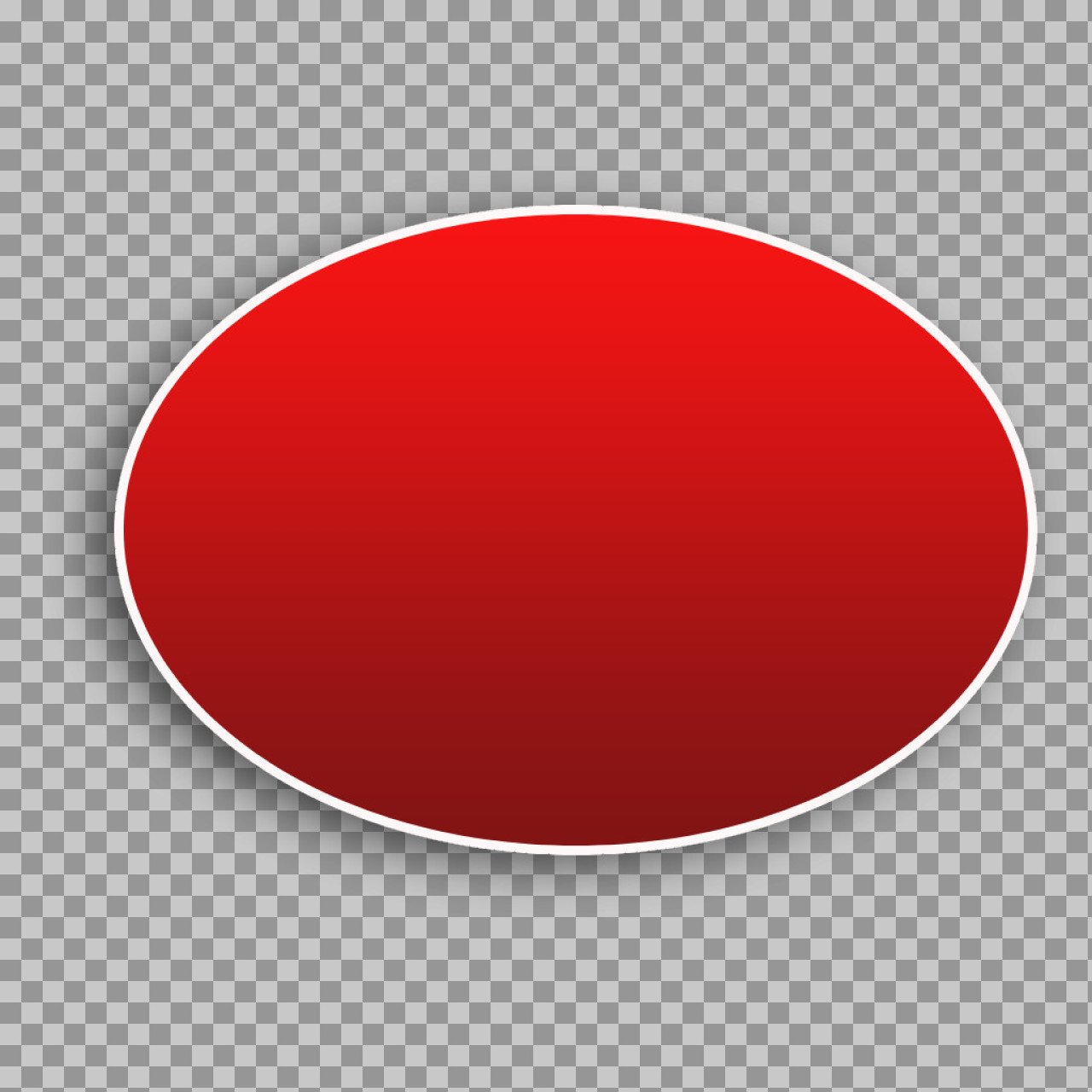 Red Oval Badge Shape PNG with White Outline for Banners