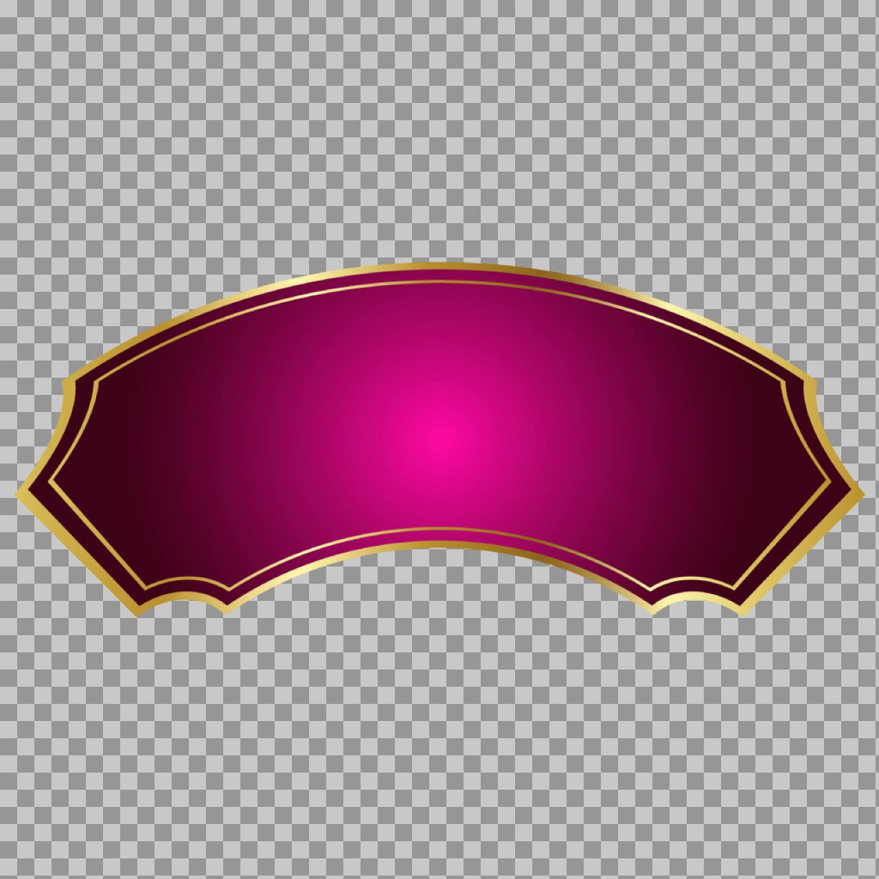 Purple Curved Vintage Label Banner PNG with Gold Border