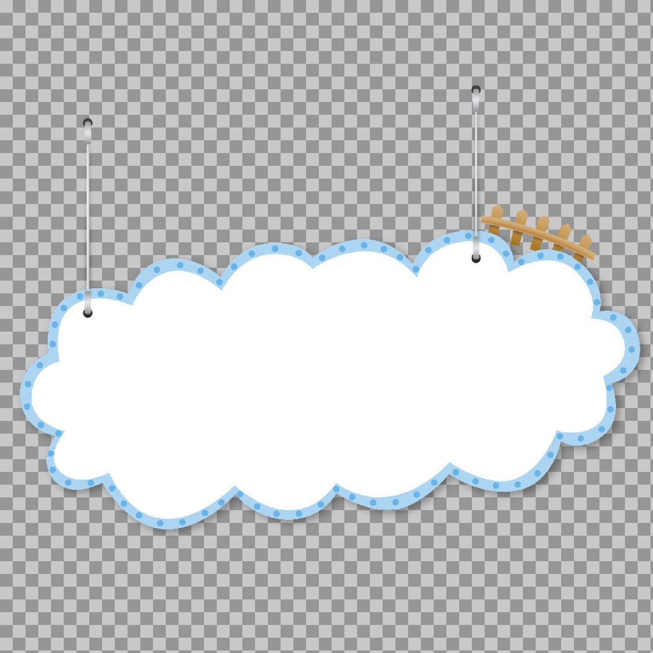 Hanging Cloud Sign PNG – Cute Blank Cloud Template