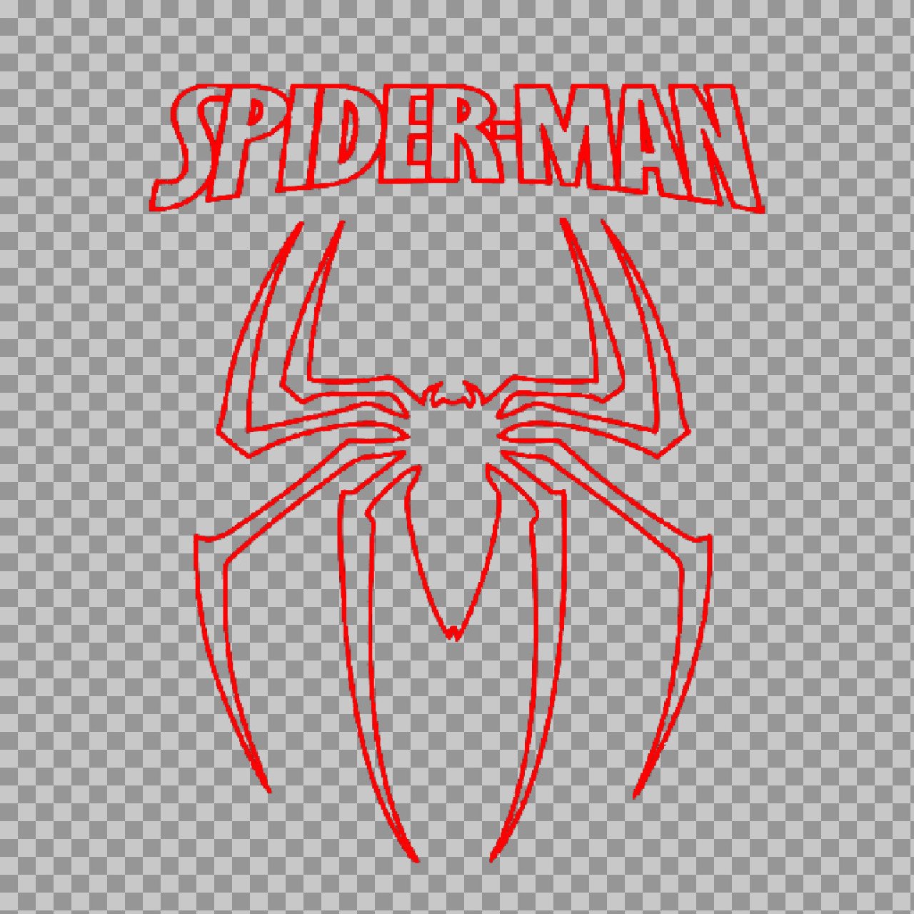 Spider-Man Logo Outline SVG | Red Stencil & Coloring Page PNG