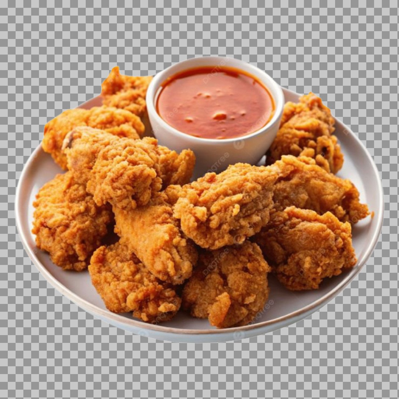 Crispy Fried Chicken PNG with Dipping Sauce