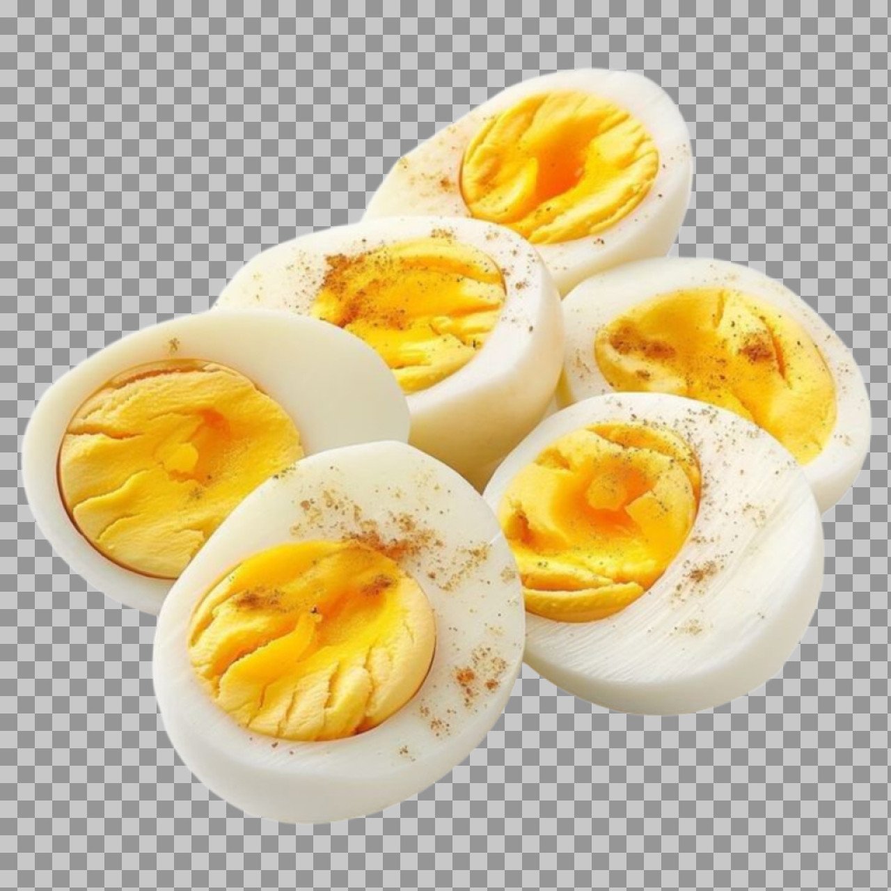 Halved Boiled Eggs PNG | Hard Boiled Egg with Yolk Transparent Image
