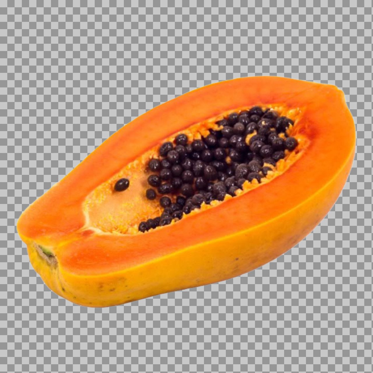 Halved Papaya PNG | Fresh Ripe Tropical Papaya with Seeds Transparent Image