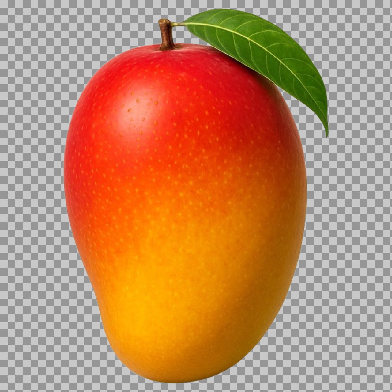 Fresh Mango PNG | Ripe Tropical Fruit with Leaf - Free Transparent Image