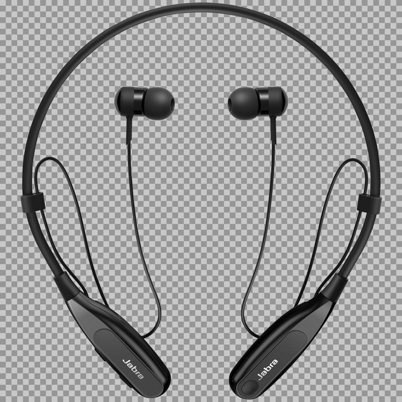 Jabra Wireless Neckband Earphones PNG | Black Bluetooth Headset Transparent Image