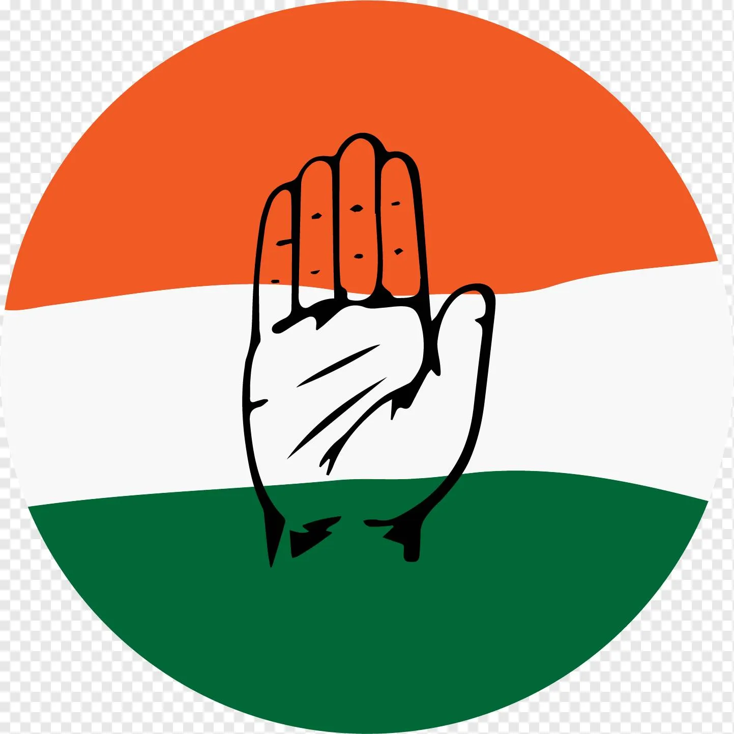 Indian National Congress (INC) Circular Logo PNG – Congress Party Tricolor Emblem Download