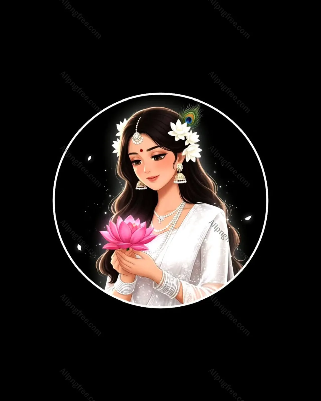 Indian Girl Lotus Flower DP | Beautiful Traditional Saree Profile Picture