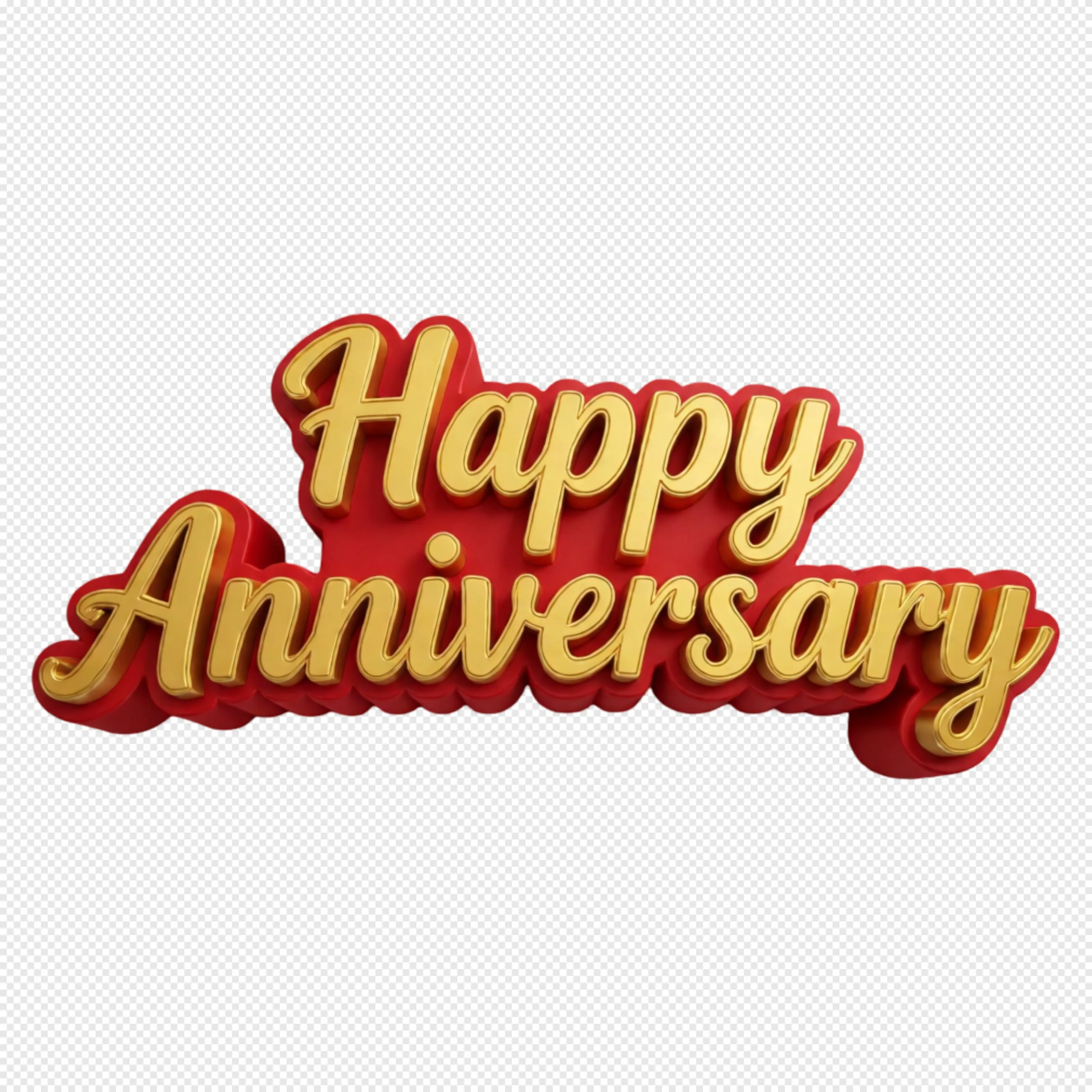 Happy Anniversary 3D Red & Gold Text PNG | Free Transparent Download