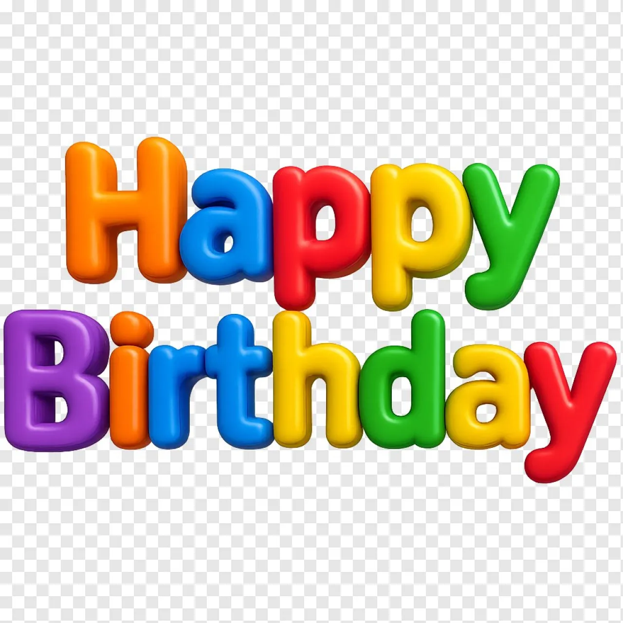 Happy Birthday 3D Rainbow Bubble Text PNG | Free Kids Style Download