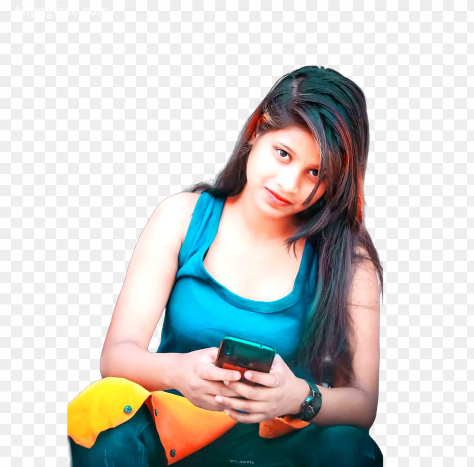 Girl with mobile png