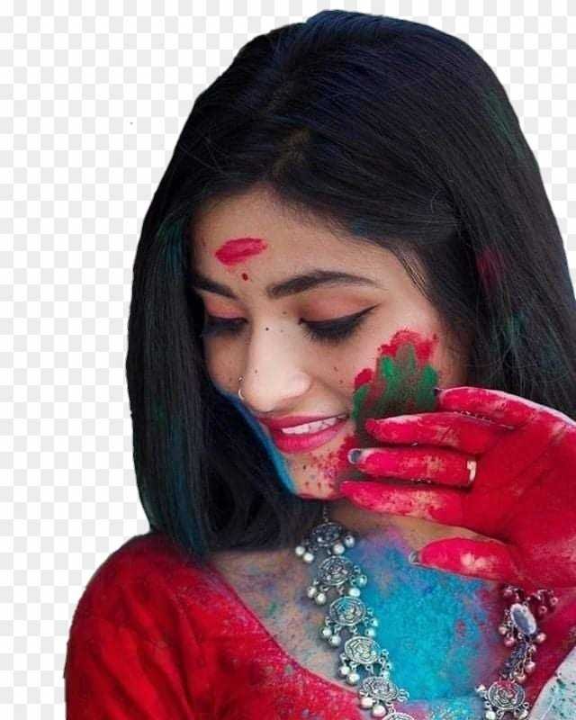 Happy holi design girl PNG