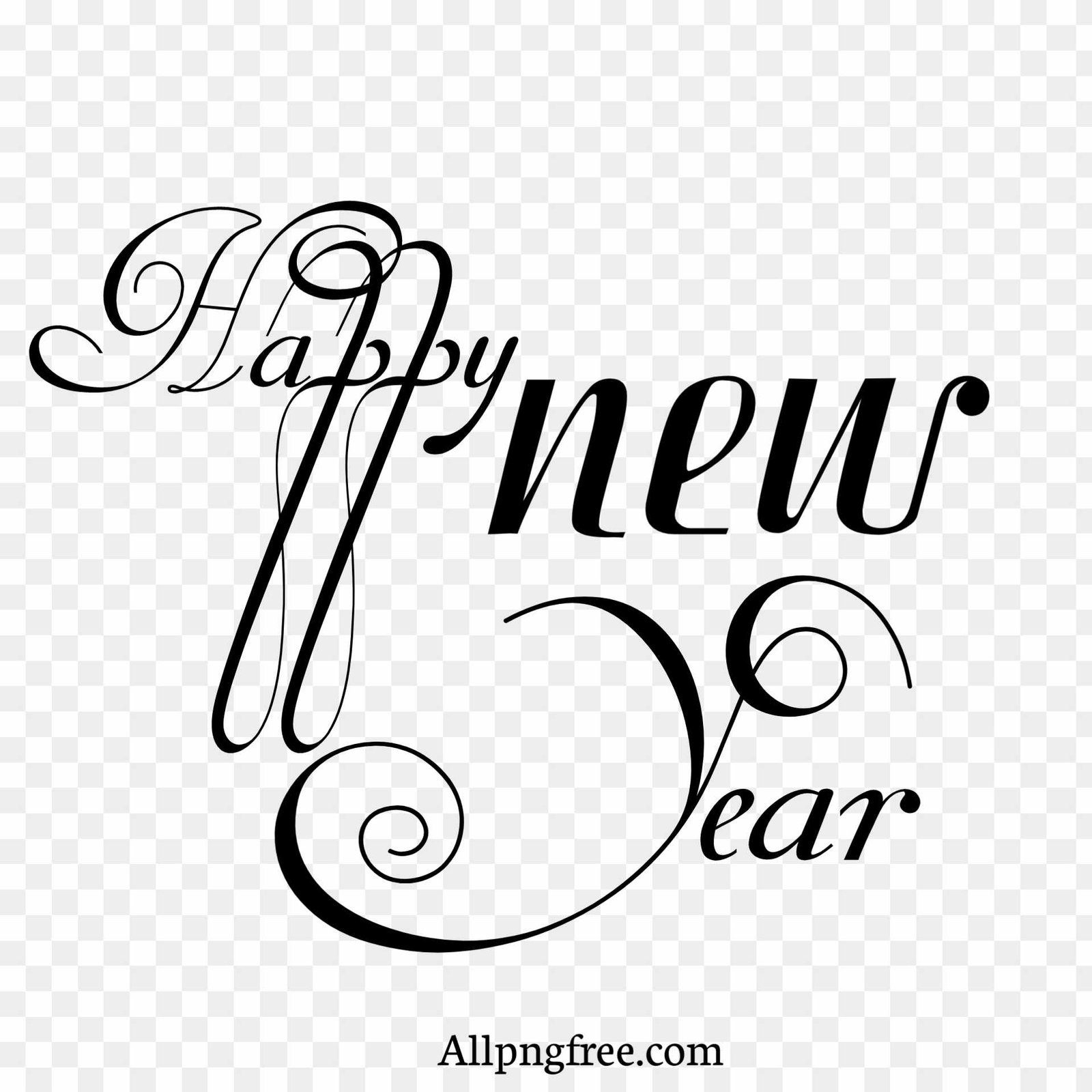 Happy New year stylish font PNG transparent images