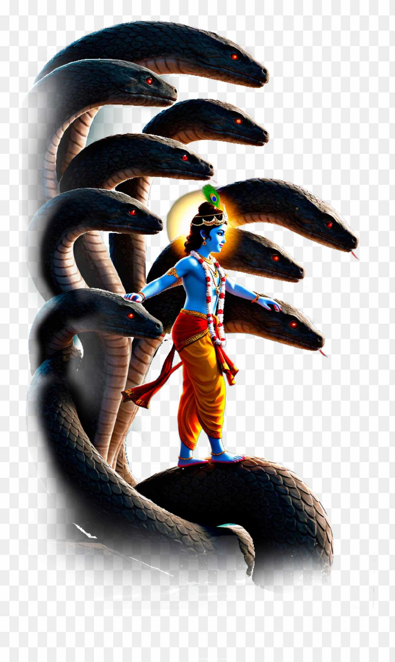 Krishna Kaliya Daman PNG - Lord Krishna on Snake HD Image