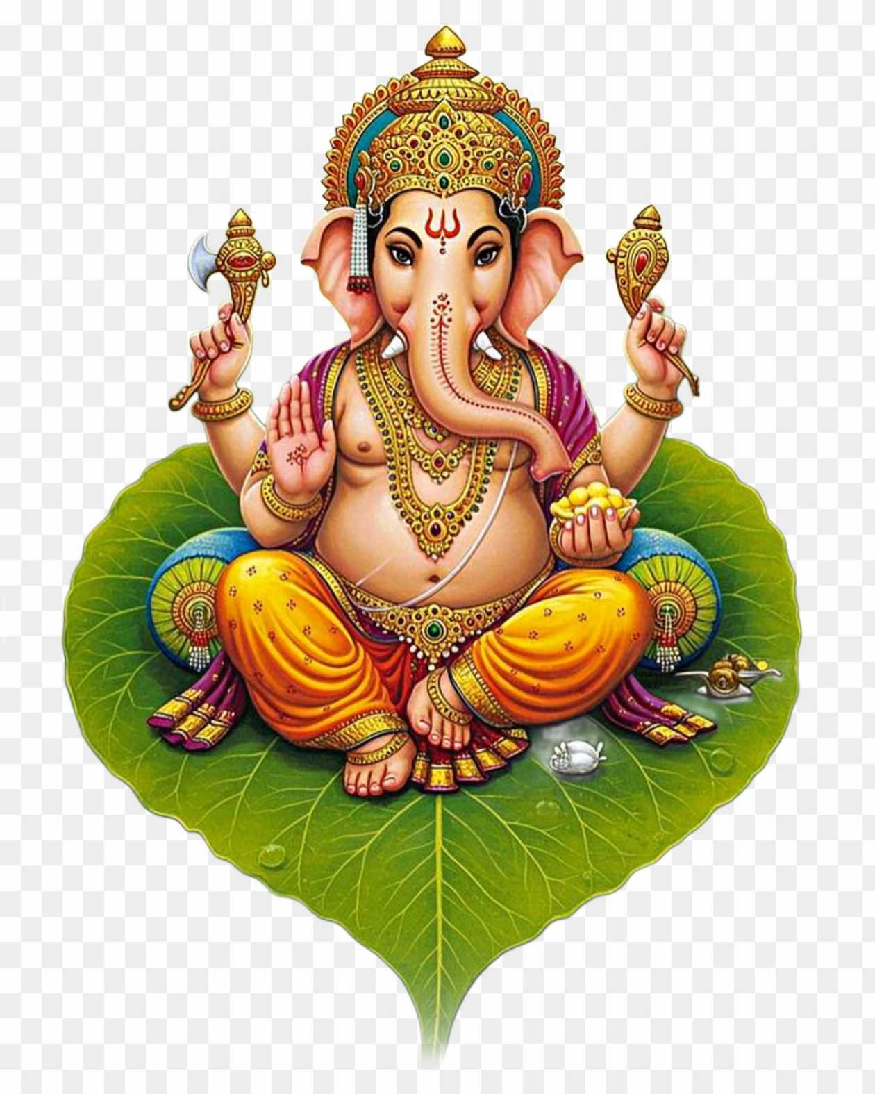 Lord Ganesha on Peepal Leaf PNG | Free Download