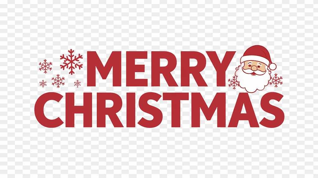 Merry Christmas PNG | Festive Text with Santa & Snowflakes