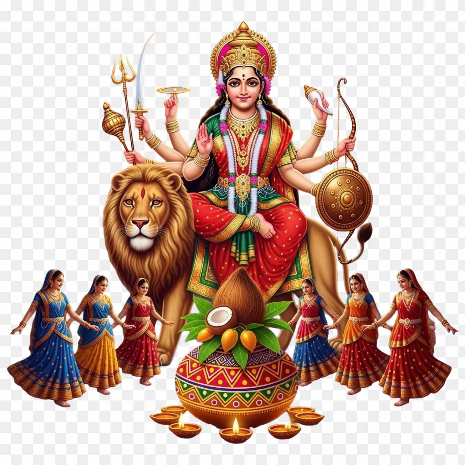 Navratri Durga Puja PNG with Garba & Kalash | HD Download