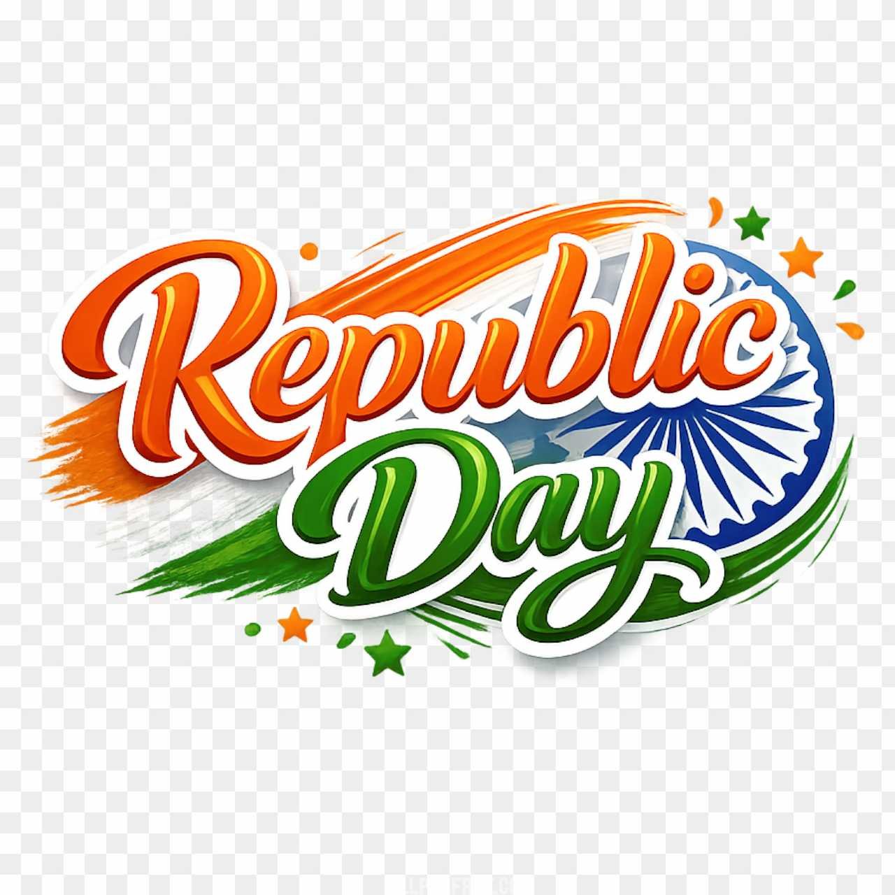 Republic Day English Typography PNG | 3D Tricolor Text Download