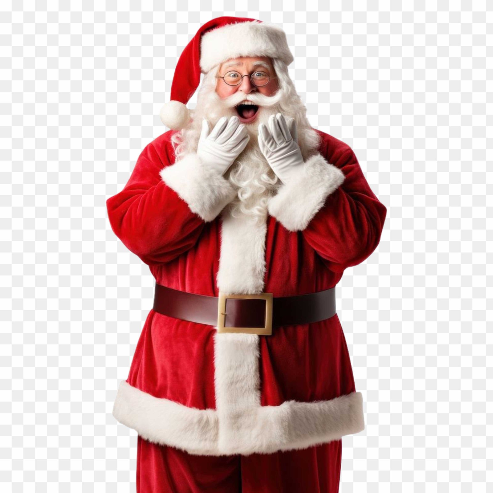 Surprised Santa Claus PNG | Transparent Holiday Reaction Graphic