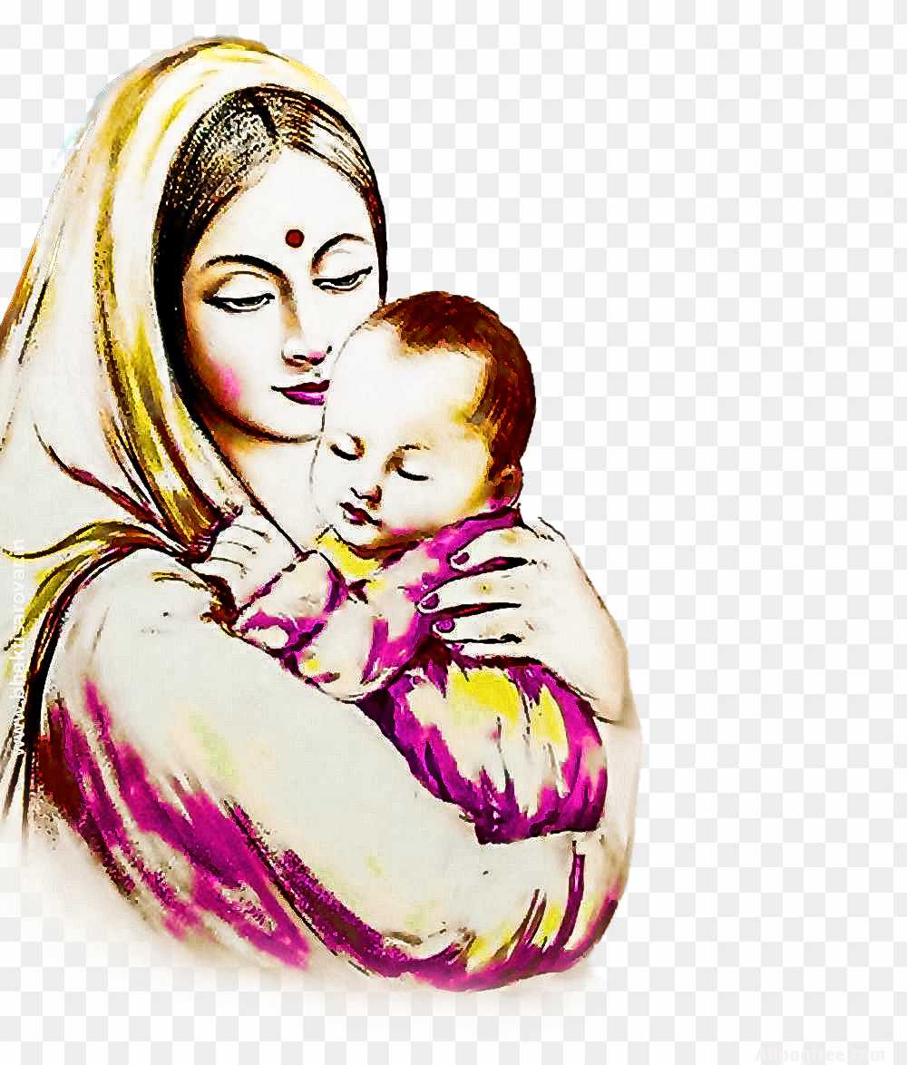 indian mother and baby clipart